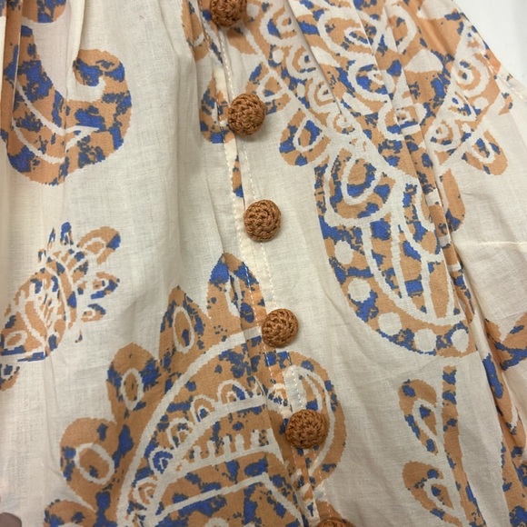 Zara Sundress Beige Pink Size Small Paisley Rope Belt Short Summer Spring - Picture 5 of 9